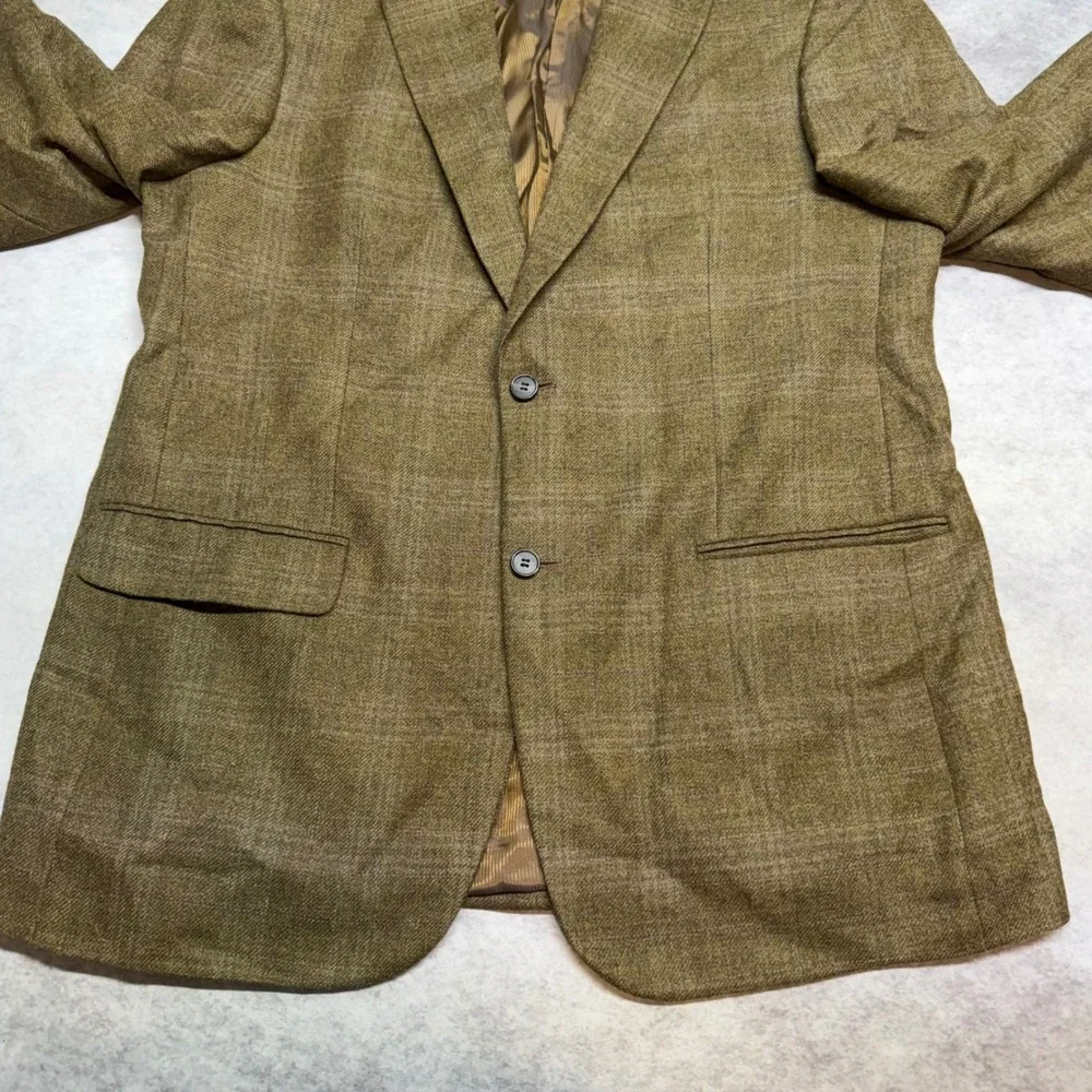 Pendleton Classic Mens 46R Brown Plaid Two Button Tweed Alpaca Wool Blend Blazer